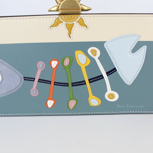 NWT TORY BURCH Fish-appliqué Frame Leather Bag - Everyday Office to Party/ Event - Picture 11 of 16